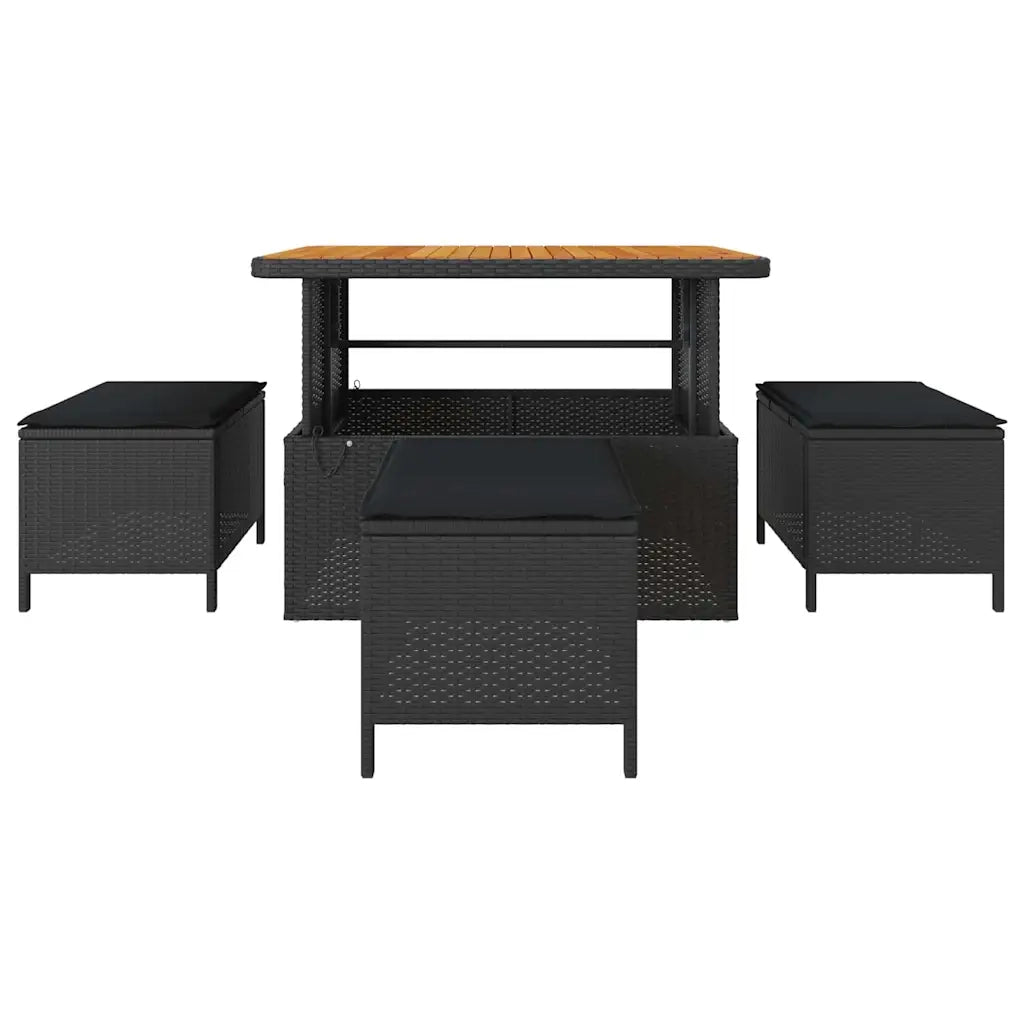 Set da Pranzo per Giardino | Set Salotto da Giardino Nero polyrattan