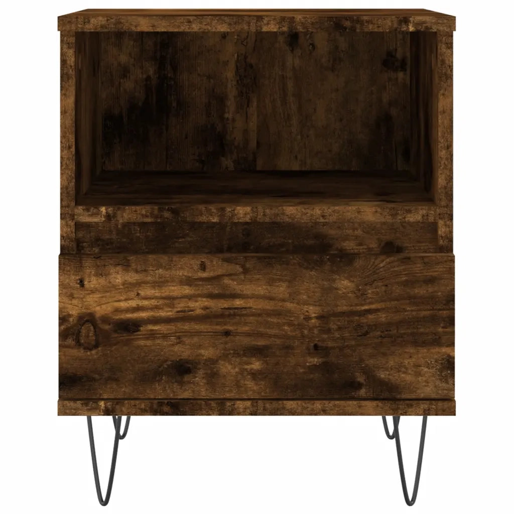 Set di 2 Comodini | Armadio da Notte | Mobiletto da notte Rovere Fumo 40x35x50 cm in Legno Multistrato