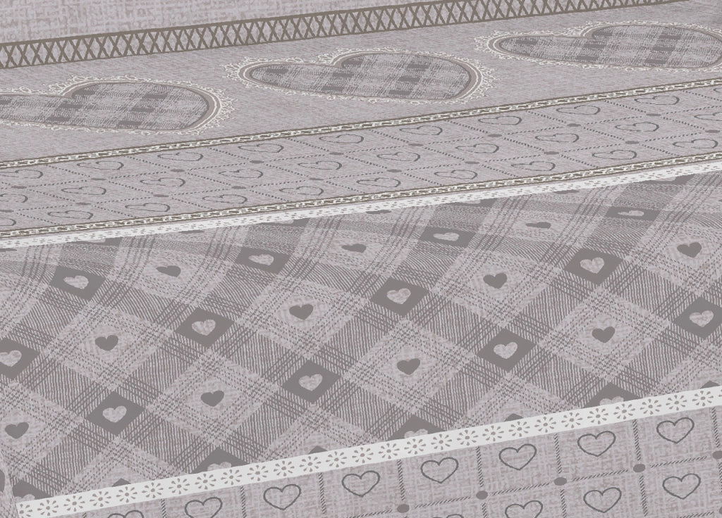 Telo Arredo Multiuso Linea Pensieri Delicati In Cotone Disegno Chalet - Matrimoniale - Beige