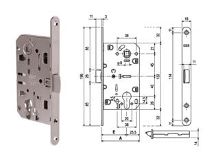 SERRATURA MEDIANA EVOLUTION FORO CIL. SOLO SCR. NYLON B. T.DO CR. OP.  mm.50 bordo cromato opaco (1103.50.34)    AGB