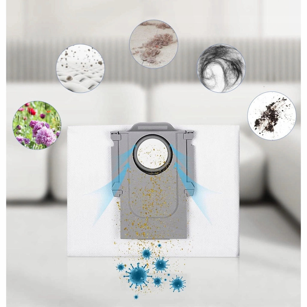 Set di Sacchetti per Aspirapolvere compatibile con Xiaomi Roborock S7 S8 Q5 Q7 Q8 – 1,8L, 4 Strati, Chiusura Automatica