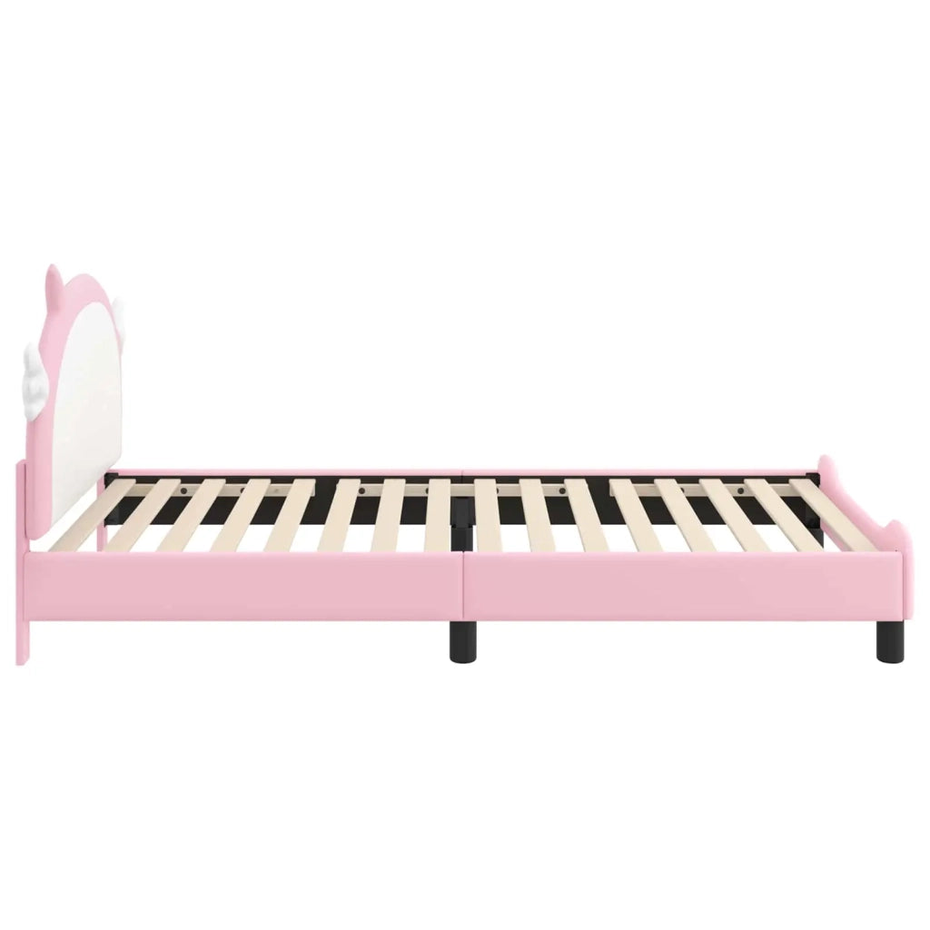 Struttura letto Bambini | Letto Infantile | Lettino con testata Rosa 90 x 190 cm PU