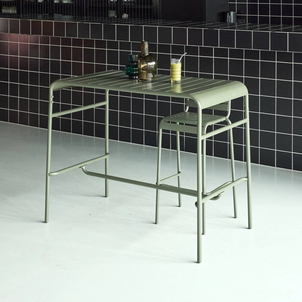 Tavolo alto da giardino in acciaio, 4 posti, 120cm, verde kaki