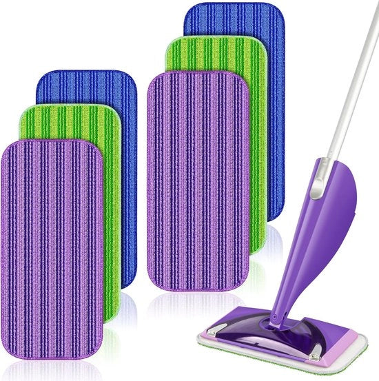 Copertura per asciugamano - Copertura per microfibra - Adatto per Swiffer Wetjet - 6 pezzi - Riciclabile - Rinnovo - Conforme Swiffer Wetjet - Copertura per spazzola - Panno di pulizia - Asciugabile - Riciclabile - per legno di noce, laminato, piastrelle