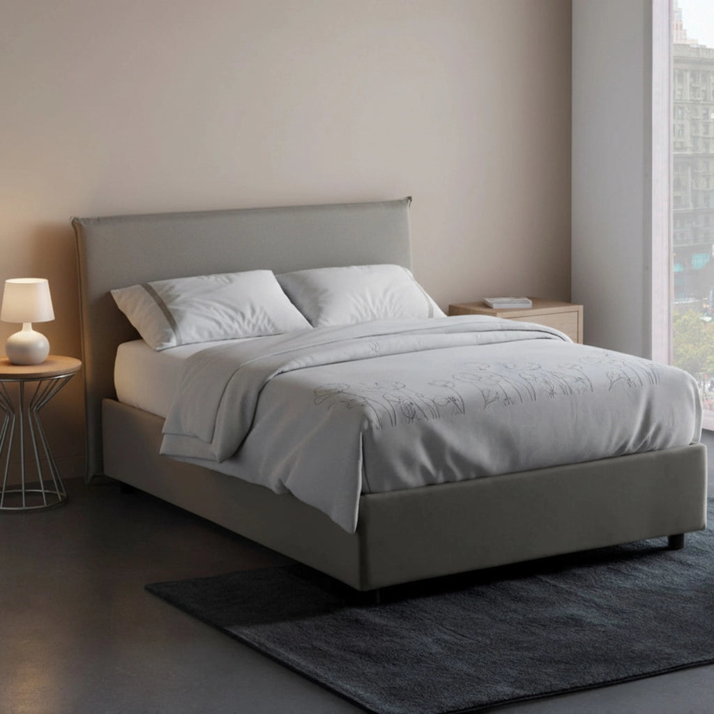 Alvino, Letto Piazza e Mezza Materasso Incluso Made in Italy, Grigio