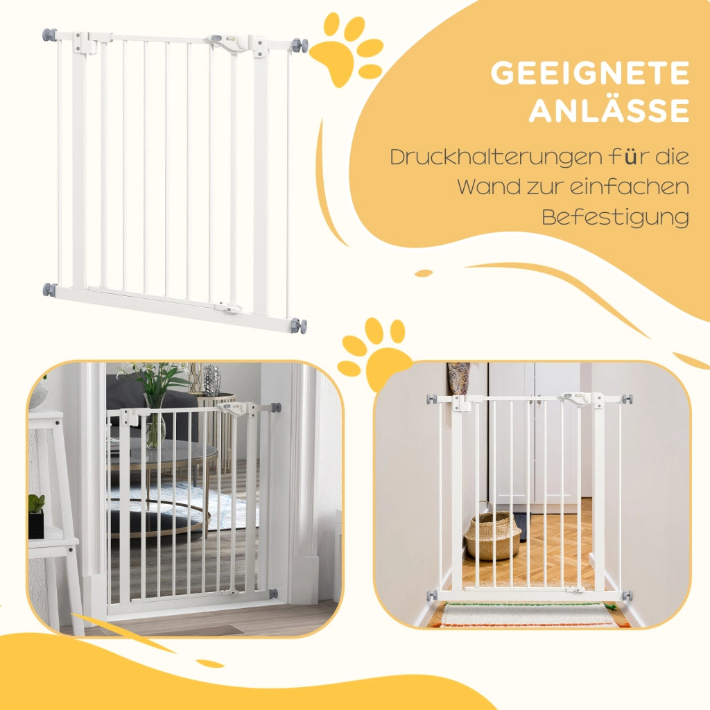 Barriera estensibile a forbice con chiusura automatica e doppia serratura in ferro bianco per porte 68 × 77 cm