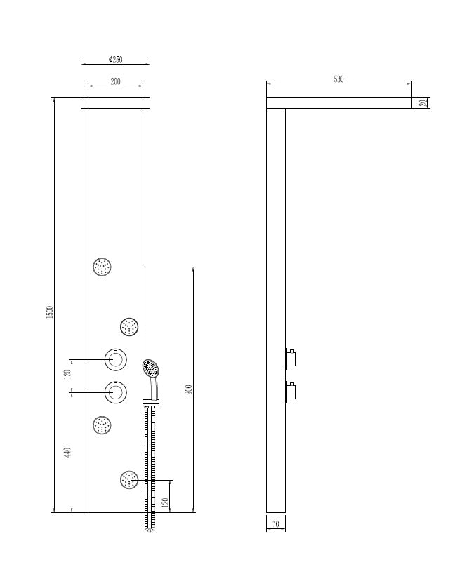 Pannello colonna doccia idromassaggio in acciaio inox lucido Sicena Tingh