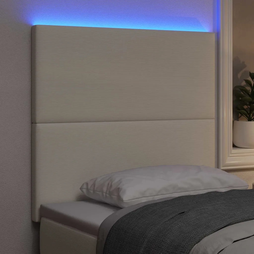 Testiera LED con strisce LED Crema 80 cm Tessuto in Cords 3338316