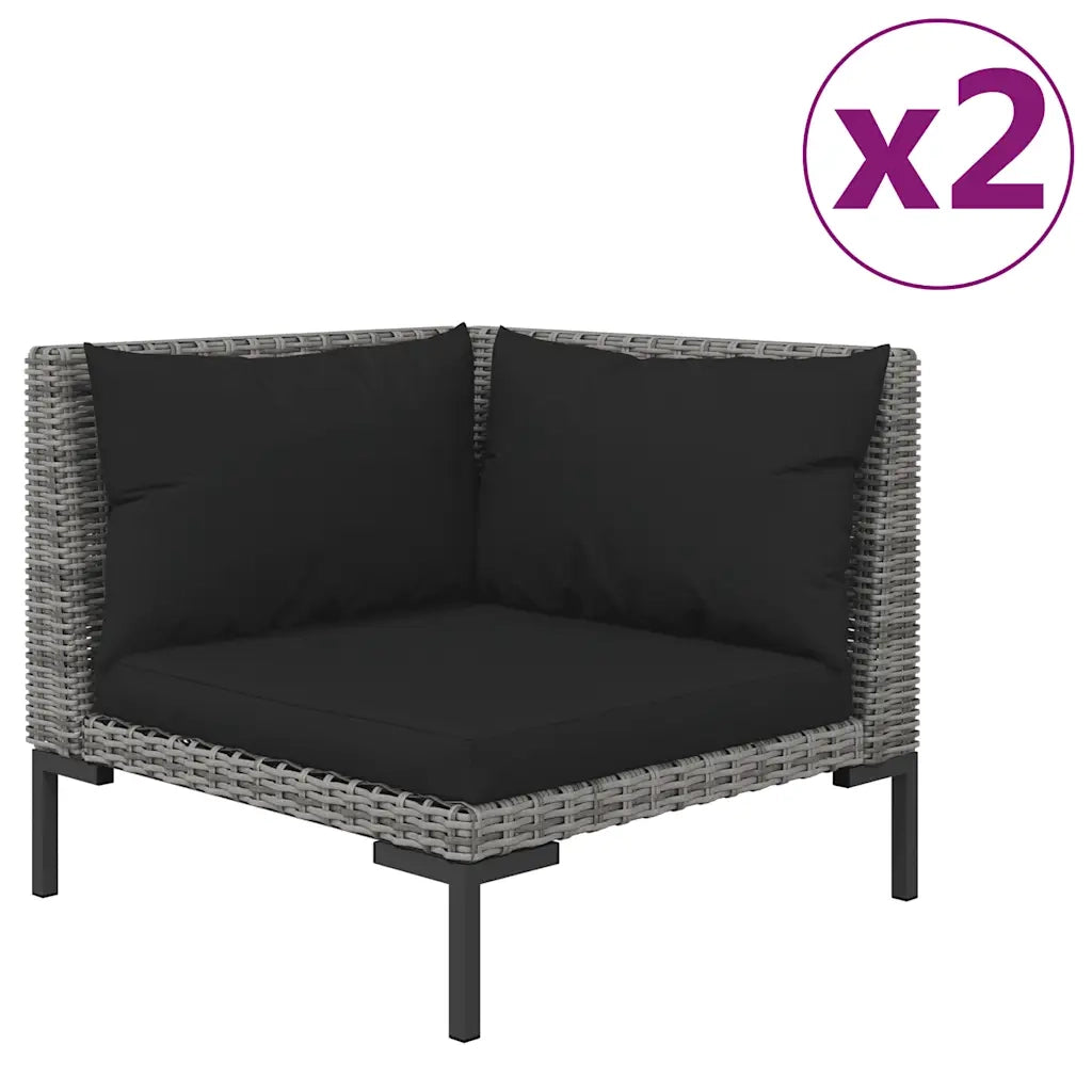Set Divani da Giardino 3 pz Grigio Scuro Polyrattan Mezzo Tondo 318606