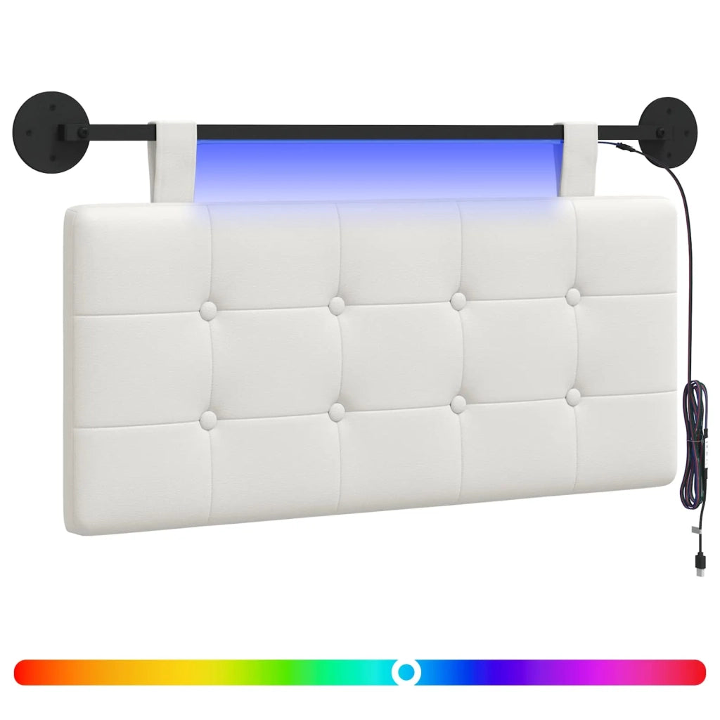Testiera sospesa Con luce LED Bianco Similpelle
