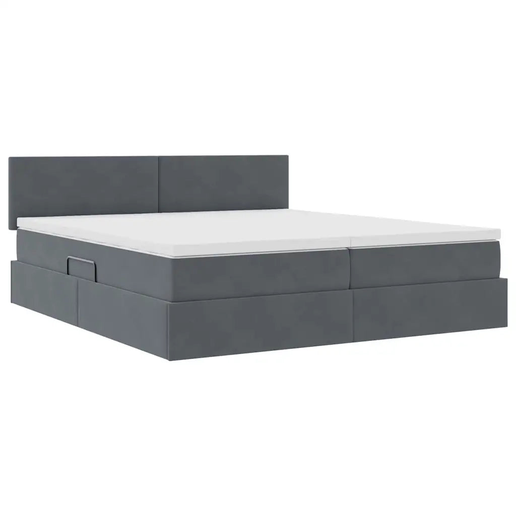 Letto con contenitore LED e materasso Grigio Scuro 200 x 200 cm