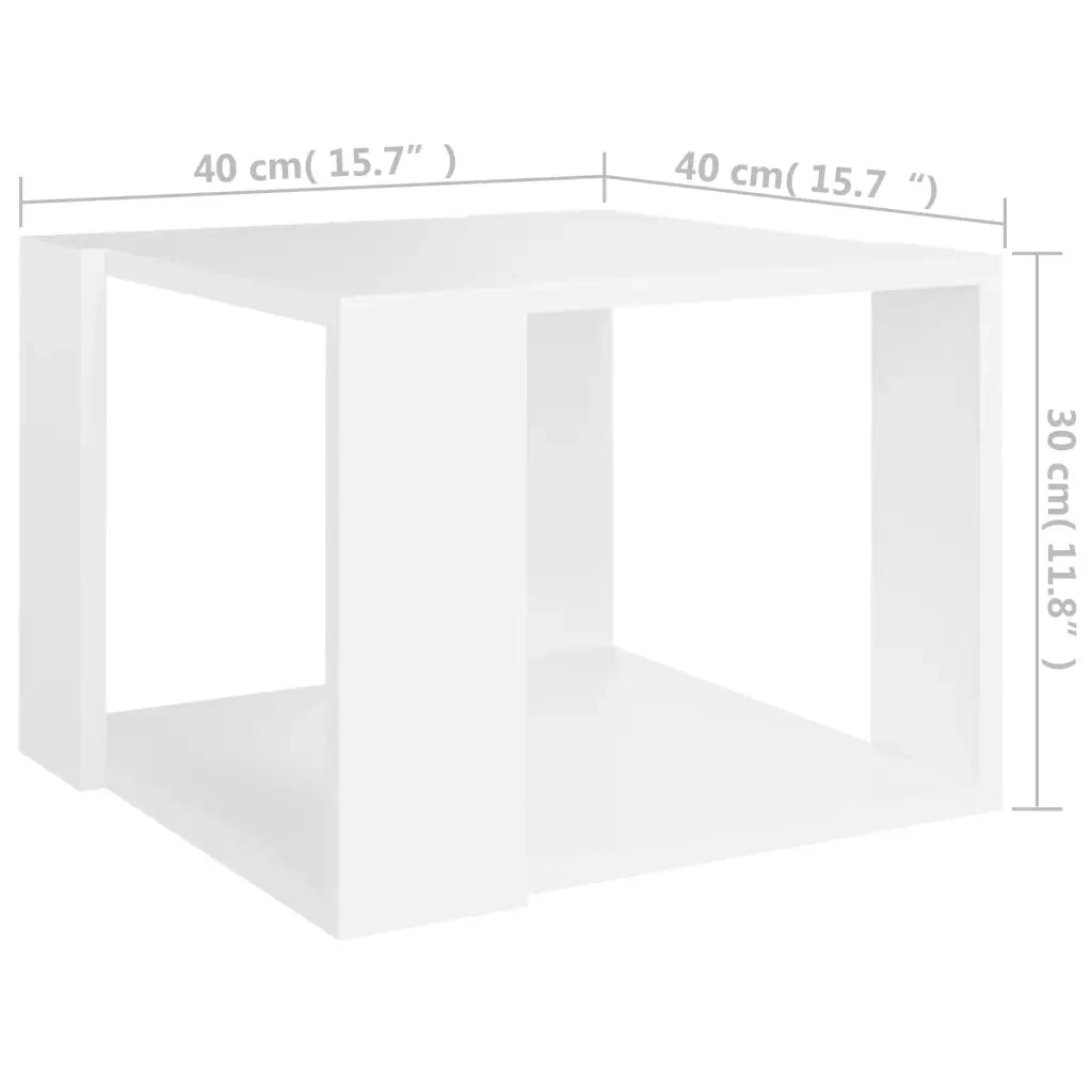Tavolino da Salotto Bianco 40x40x30 cm in Legno Multistrato 806310