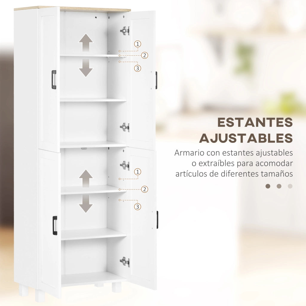 Armadio Cucina Multifunzionale con 4 Porte e Ripiani Regolabili ¨C zephmum ¨C Bianco 60x30x171 cm