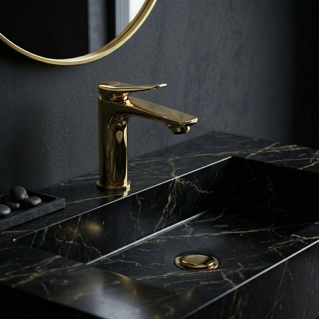 Rubinetto Per Lavabo Premium Rea Vision Gold Low