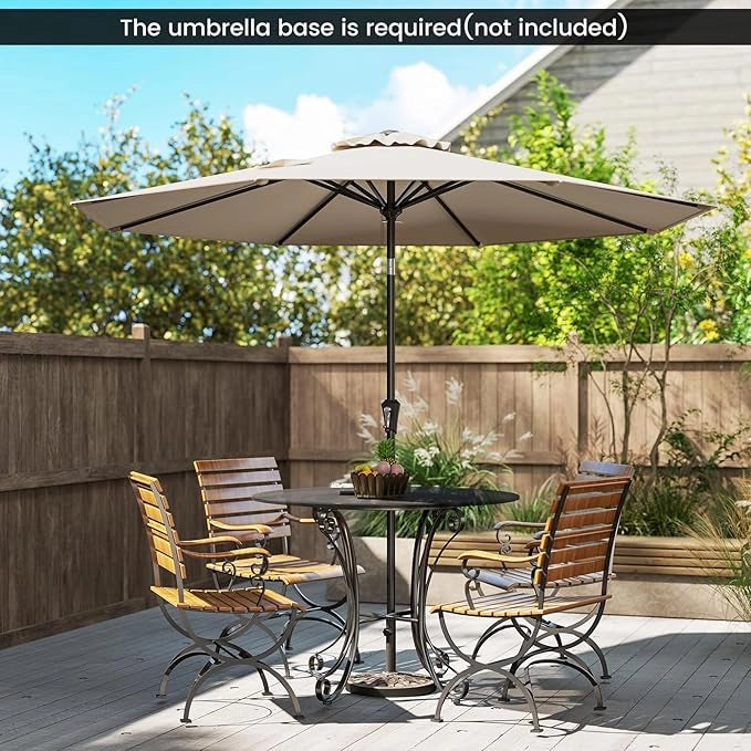 Ombrellone da Giardino 270 cm, Ombrellone da Esterno con Inclinazione Regolabile, Manovella, 8 Stecche, Tettuccio Ventilato, Ombrellone Parasole per Spiaggia, Bordo Piscina