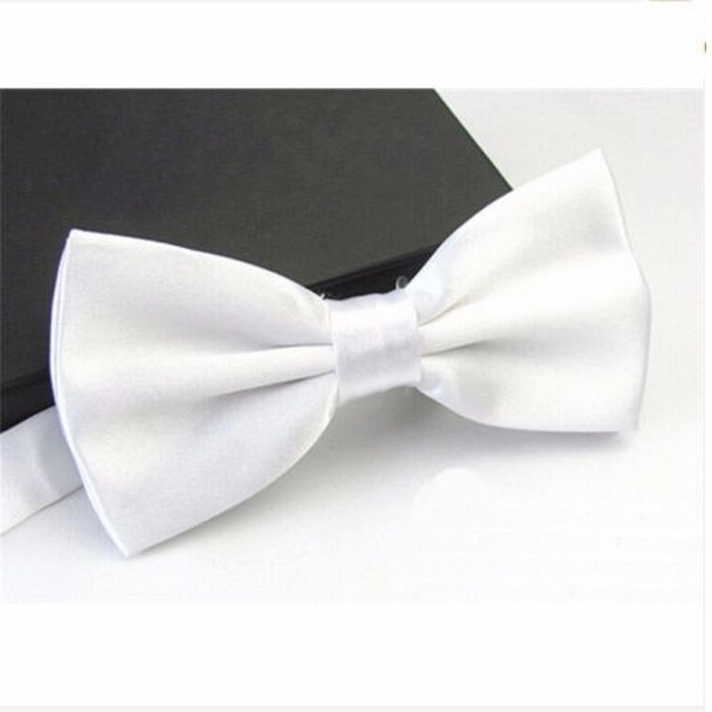 Trade Shop - Papillon Cravattino Bambino Seta Raso Bimbo Farfalla Per Cerimonie Vari Colori - Bianco