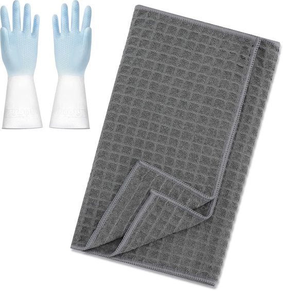 Set di asciugamani microfibra 6 pezzi - Asciugamani da cucina - Asciugamani da cucina - Asciugamani da cucina - Asciugamani da cucina - 30 x 30 cm - Compreso guanti da spugna - Asciugamani per la pulizia
