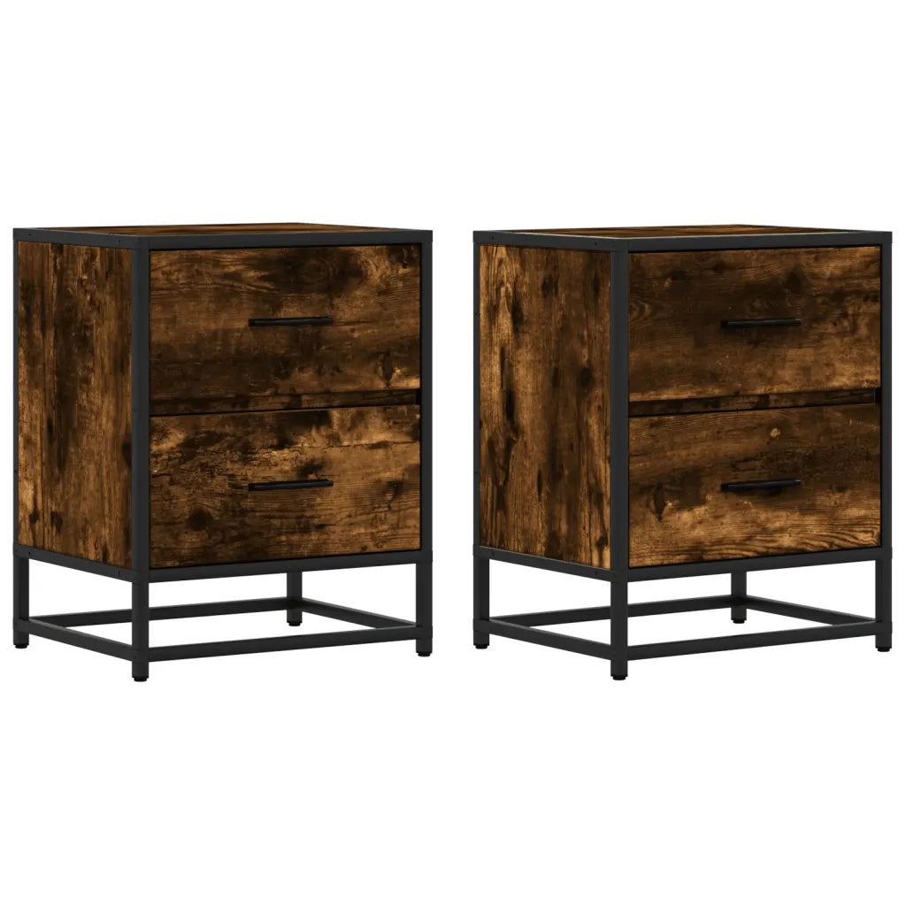 vidaXL Comodini Rovere Fumo 2 pz 40x31x50 cm in Truciolato