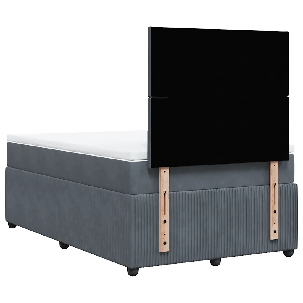 Giroletto a Molle con Materasso Grigio Scuro 120x190 cm Velluto