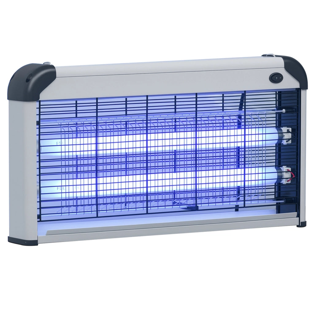 Lampada Antizanzare Elettrica 30W UV ¨C zephmum ¨C Argento 48,5x8,5x26,5 cm