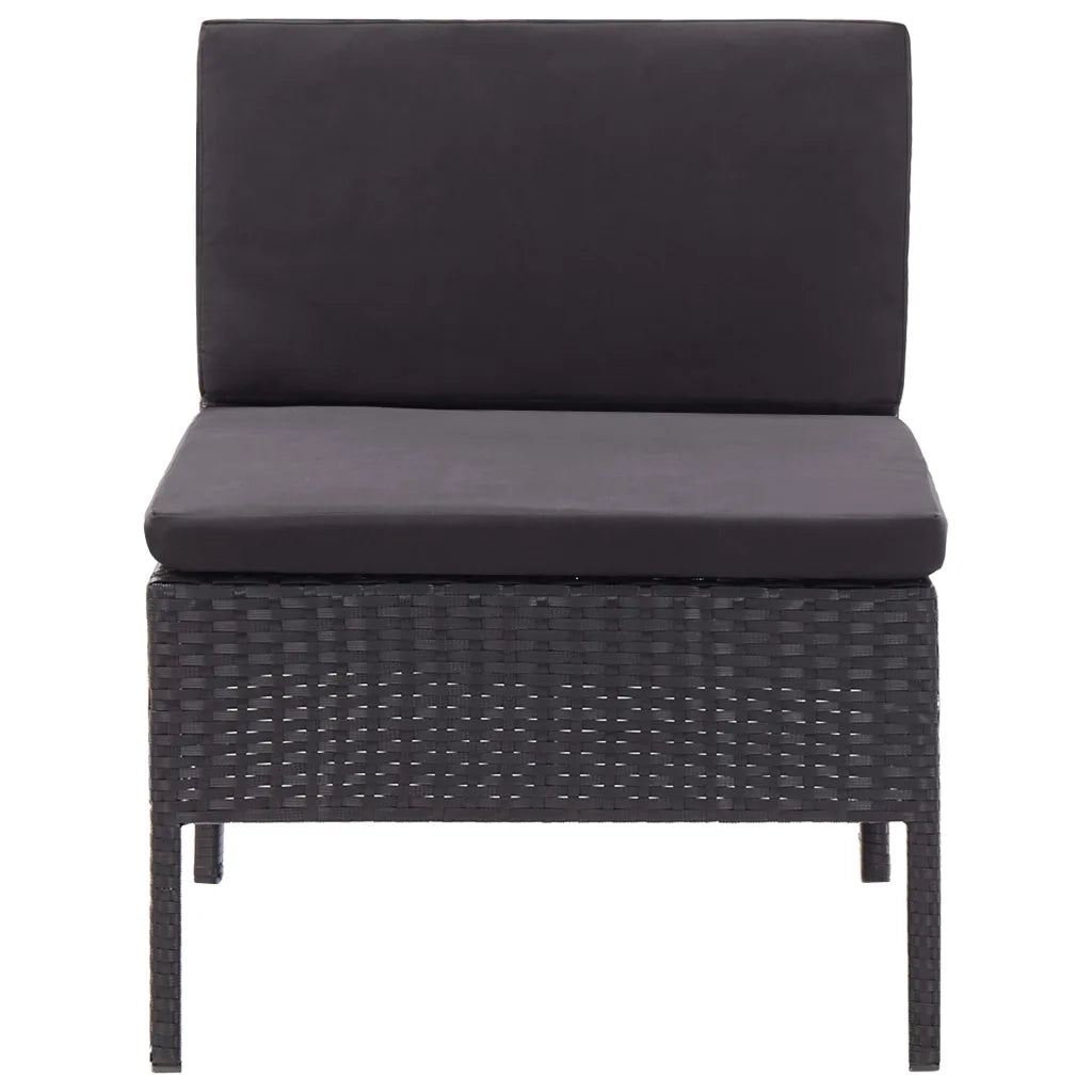 Set Divani da Giardino 3 pz con Cuscini in Polyrattan Nero 48961