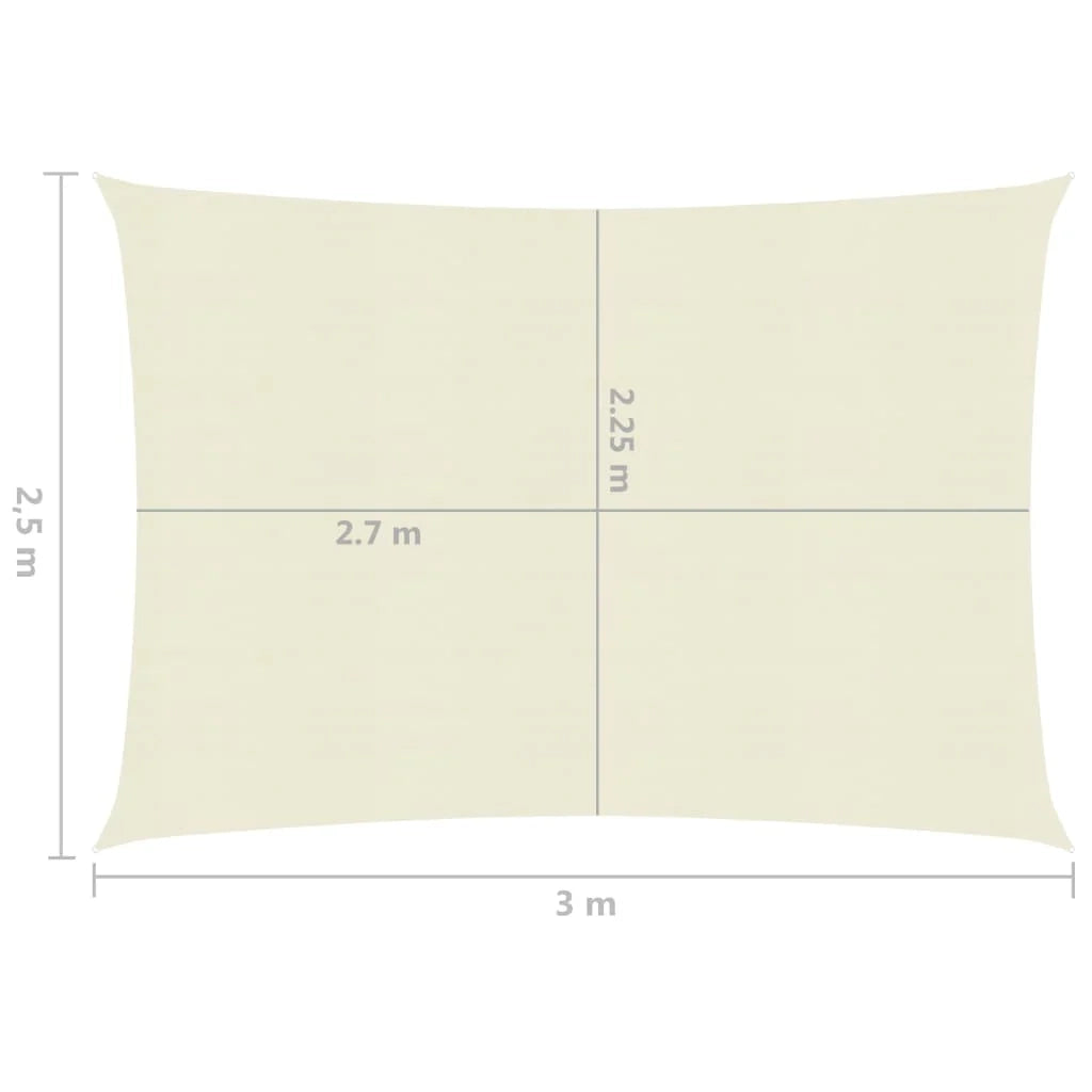 Vela ombreggiante/ombrellone 160 g/m² 2,5 x 3 m HDPE crema 02_0009065