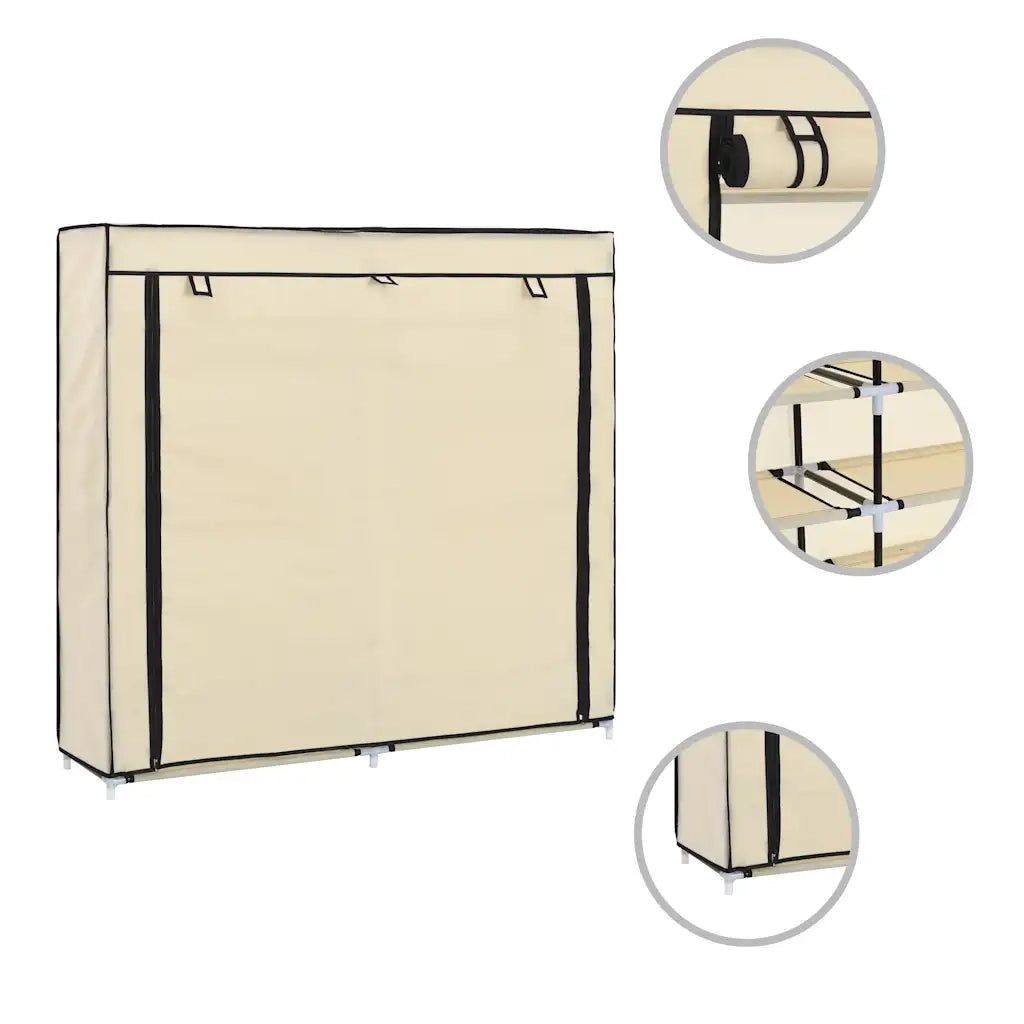 Scarpiera Coperta-Scaffale per scarpe Crema 115x28x110 cm in Tessuto