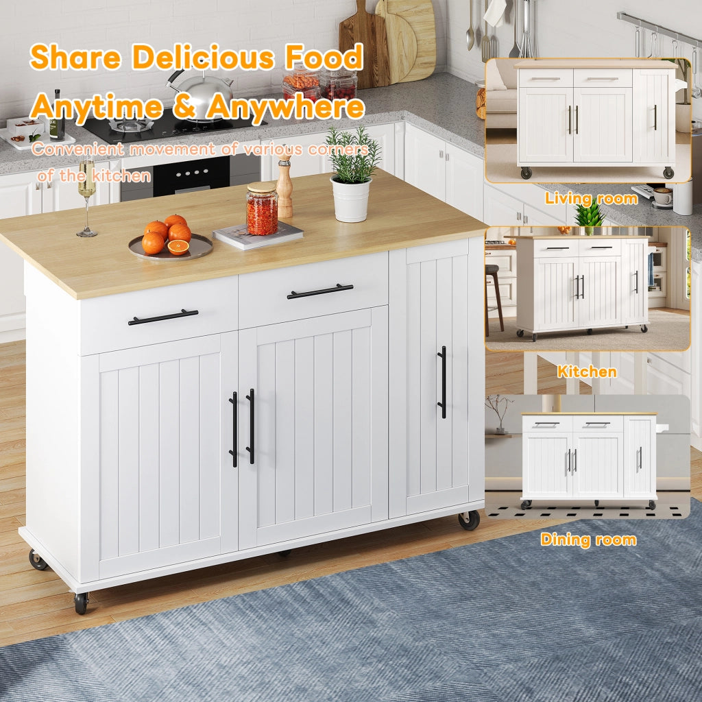 ISOLA DA CUCINA con piano pieghevole 120x40(65)x90 cm bianco/naturale MDF