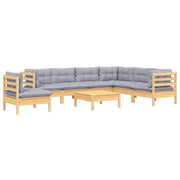 Set di mobili da giardino mobili da esterno 8 pezzi con cuscini grigio legno di pino massiccio 02_0017585