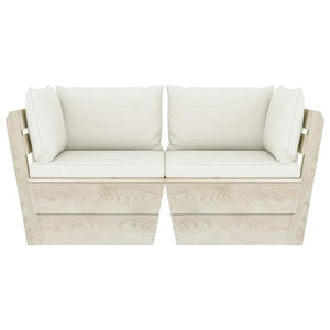 Divano da Giardino a 2 Posti su Pallet con Cuscini Legno Abete cod mxl 44098