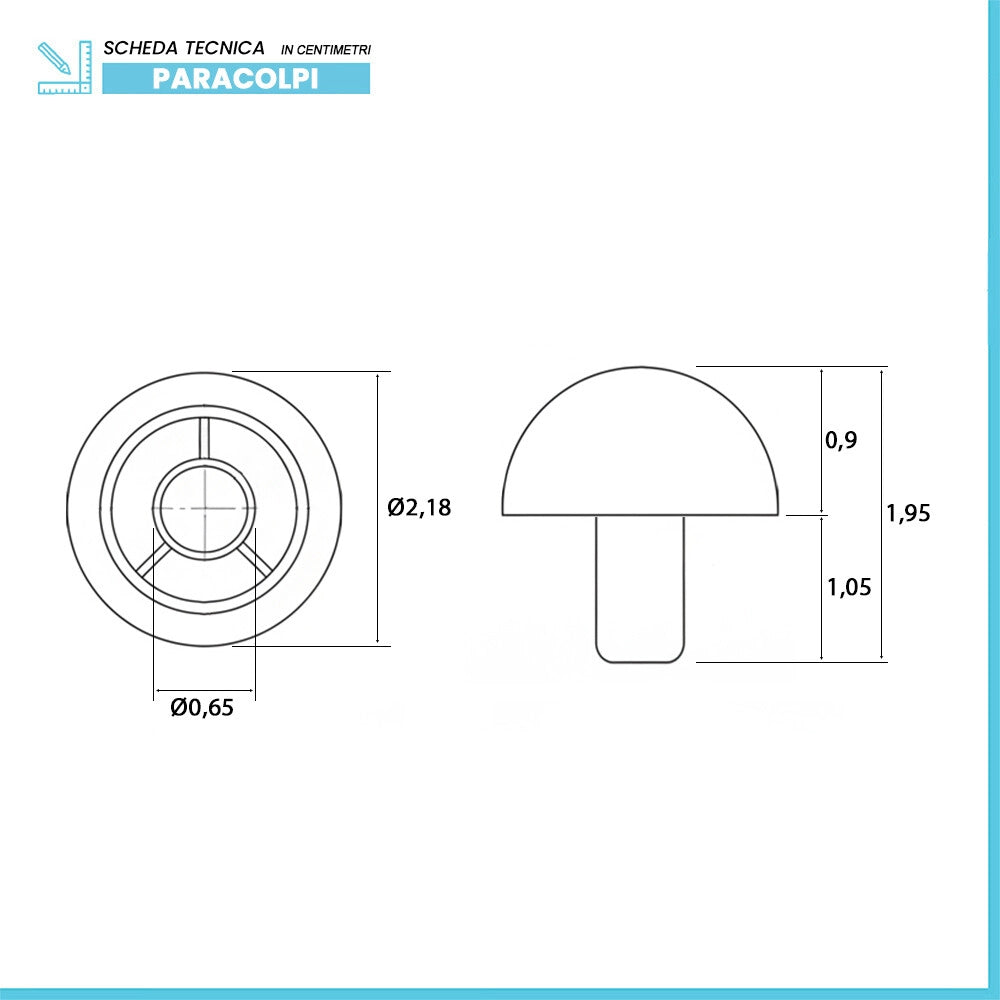 Paracolpi wc ad incastro tondi D 21 x H 19 mm in plastica 4 pezzi