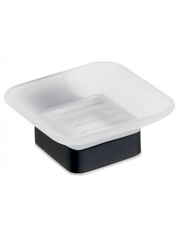 Portasapone NERO Quadrato in Ottone Nero e Vetro 10,3 x4,2 x11,7 cm