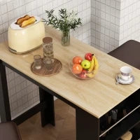 Tavolo Alto da Bar con 3 Ripiani, Struttura in Legno, Stile Moderno 112x57x106 cm Nero e Naturale