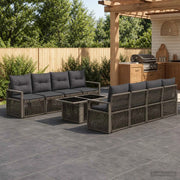 Set Divano da Giardino 9 pz Grigio e Grigio Scuro polyrattan 3437066