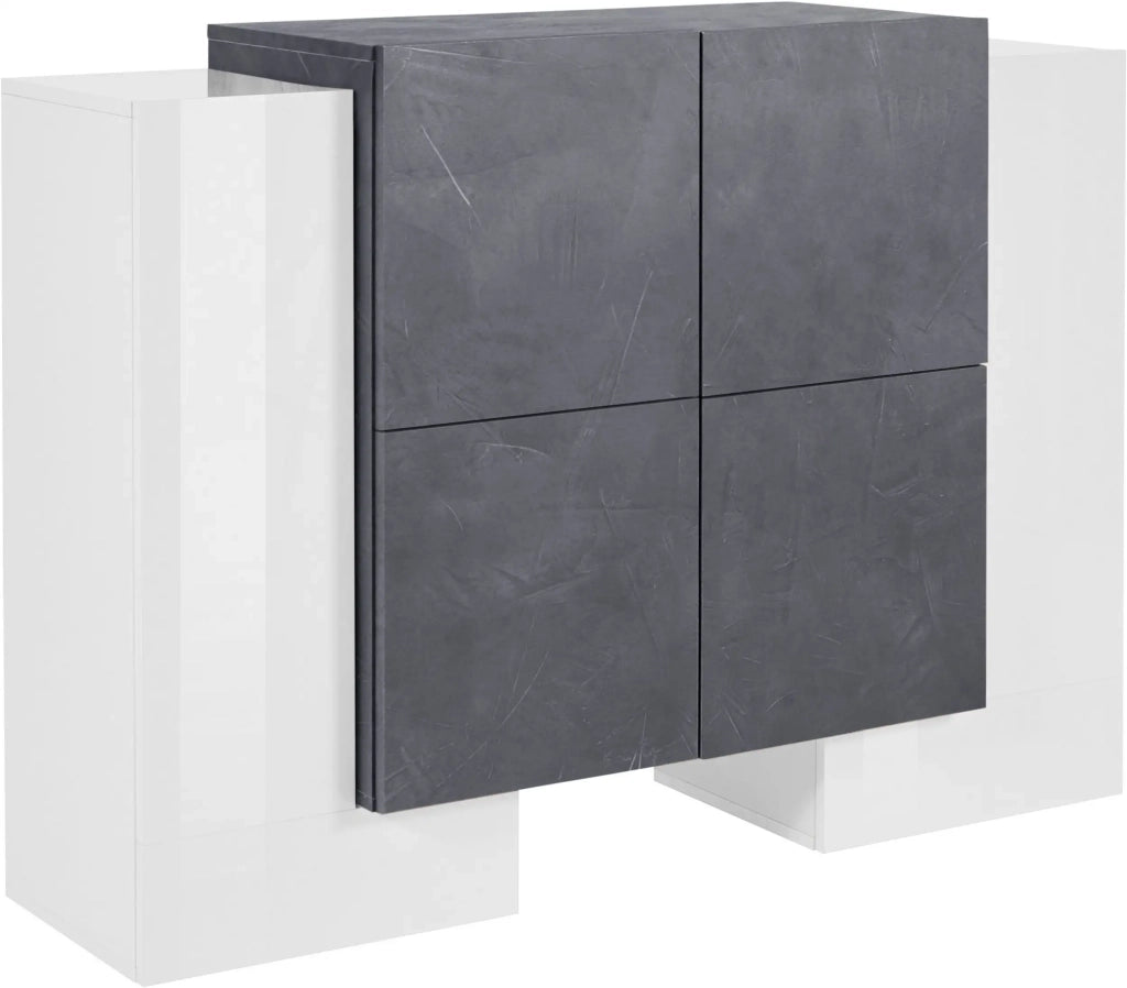 Mobile Madia Pillon L 130 x H 100 x P 45 cm bianco lucido e grigio ardesia