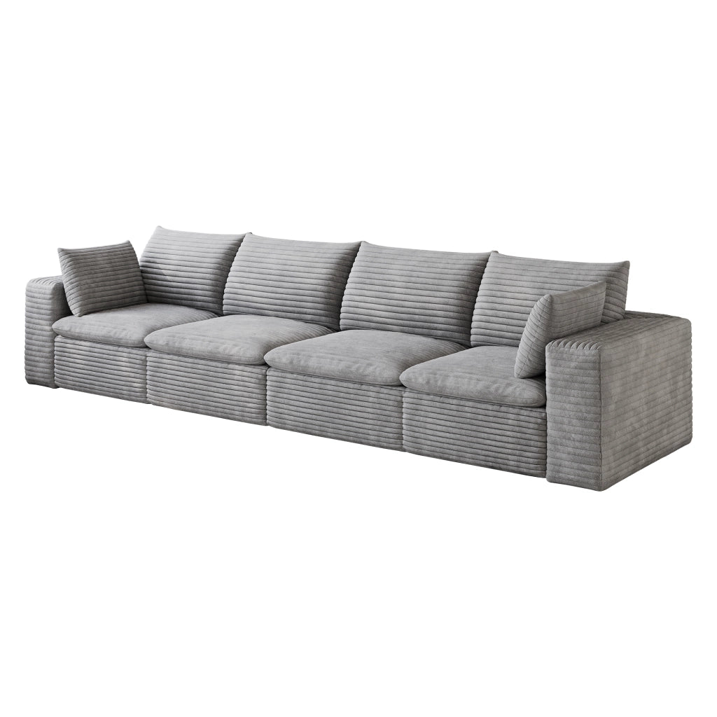 Divano Cloud 3 Posti in Velluto a Coste ¨C MINIMAL ¨C Grigio Scuro, 340cm, Imbottito, Sfoderabile