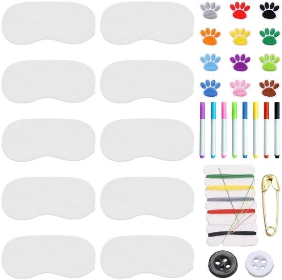 Maschera per gli occhi per dormire 10 pezzi - Maschera per gli occhi per giochi - Maschera per gli occhi DIY - Poliestere - Respirante - Comodo