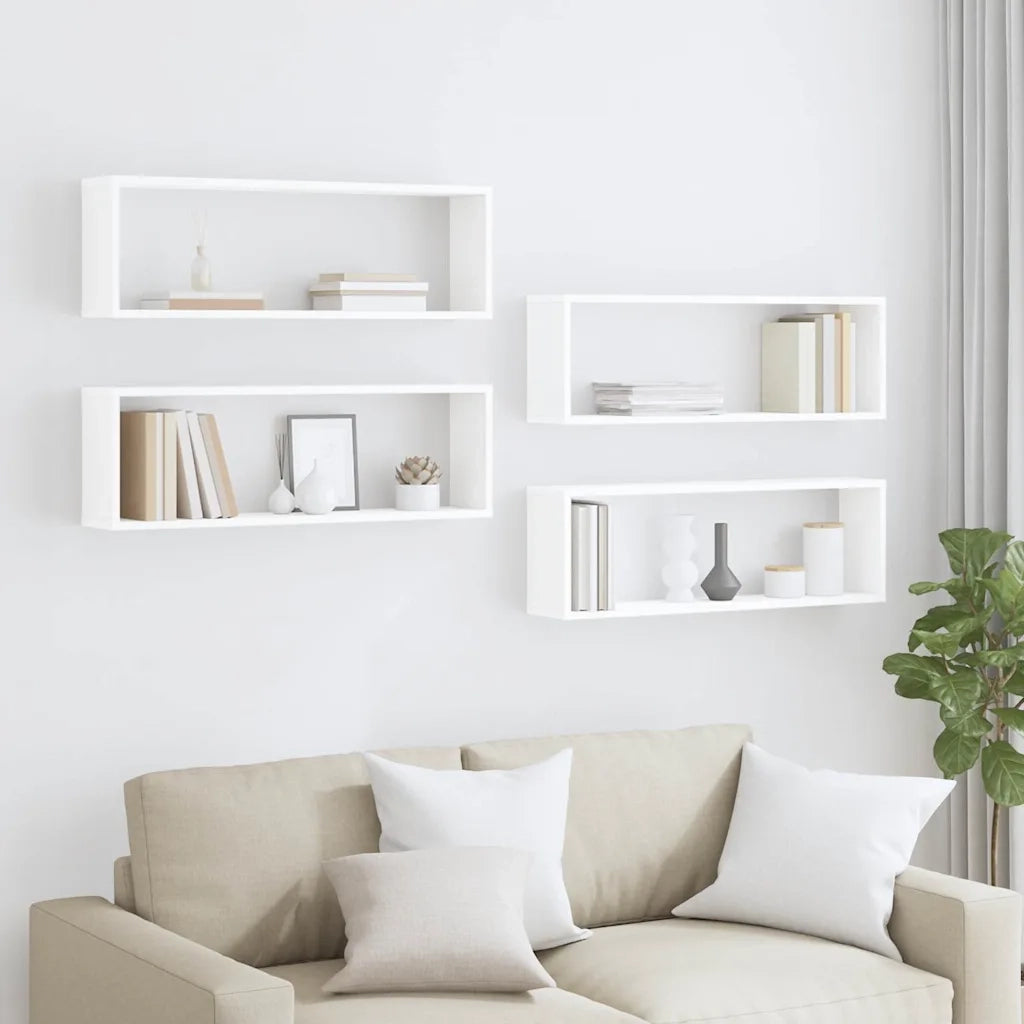 Mensole Parete a Cubo 4pz Bianco 80x15x26,5cm Truciolato cod mxl 33337