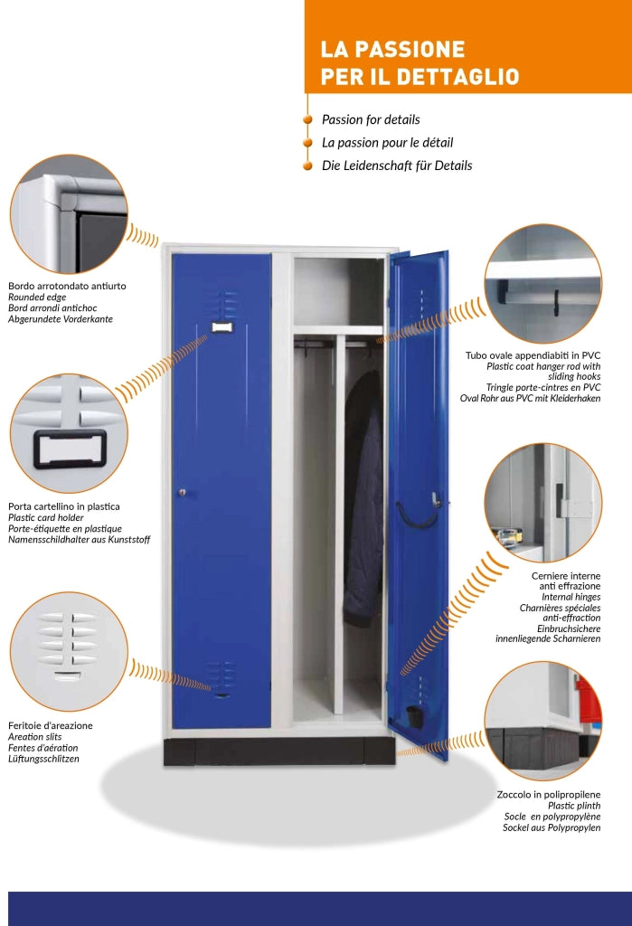 Armadio in metallo verniciato a 6 posti con tramezza interna cm. 105x50x180h