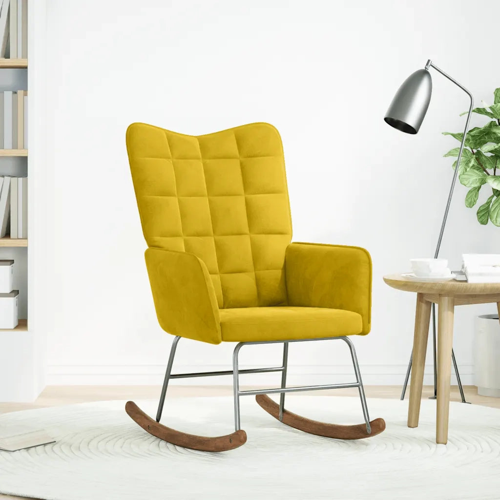 Sedia a Dondolo Gialla in Velluto CFW9711605