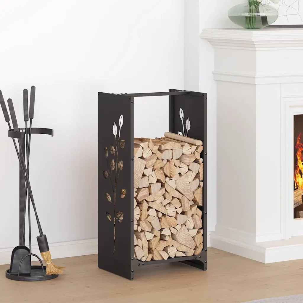 Rastrelliera per Legna da Ardere Nera 40x30x80 cm 864219