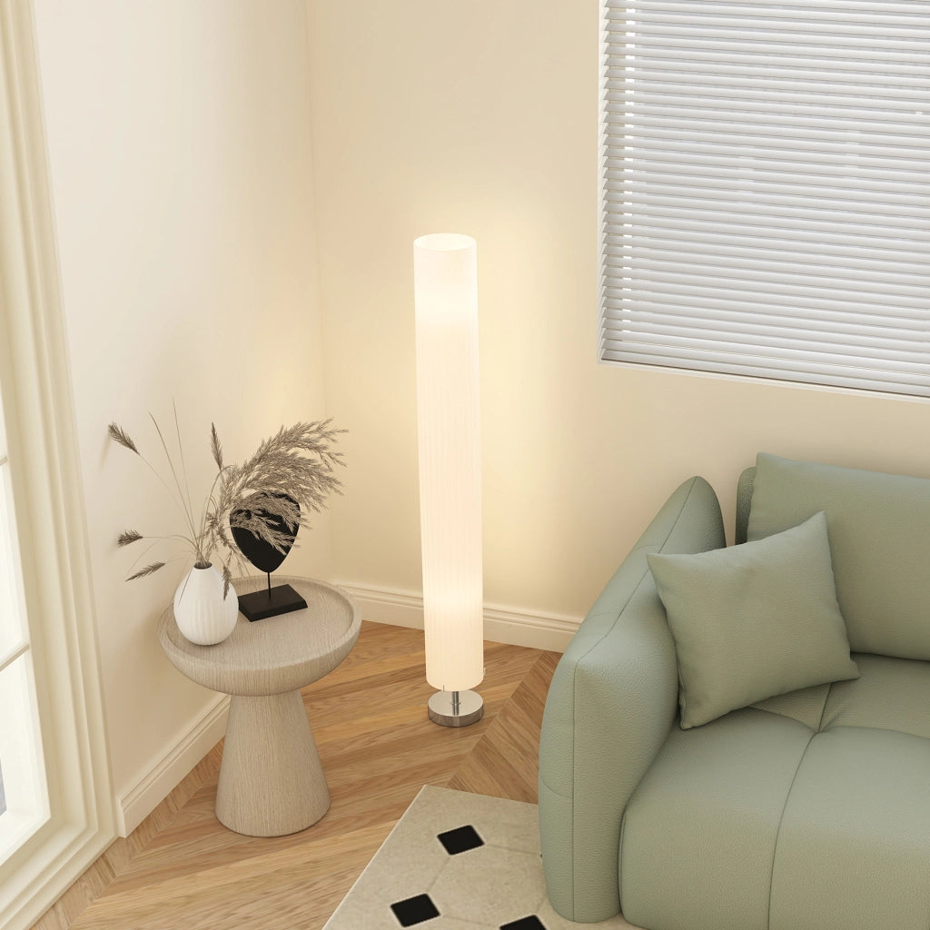 Lampada da terra colonna moderna luce calda ¨C zephmum ¨C inox bianco 14x14x120 cm