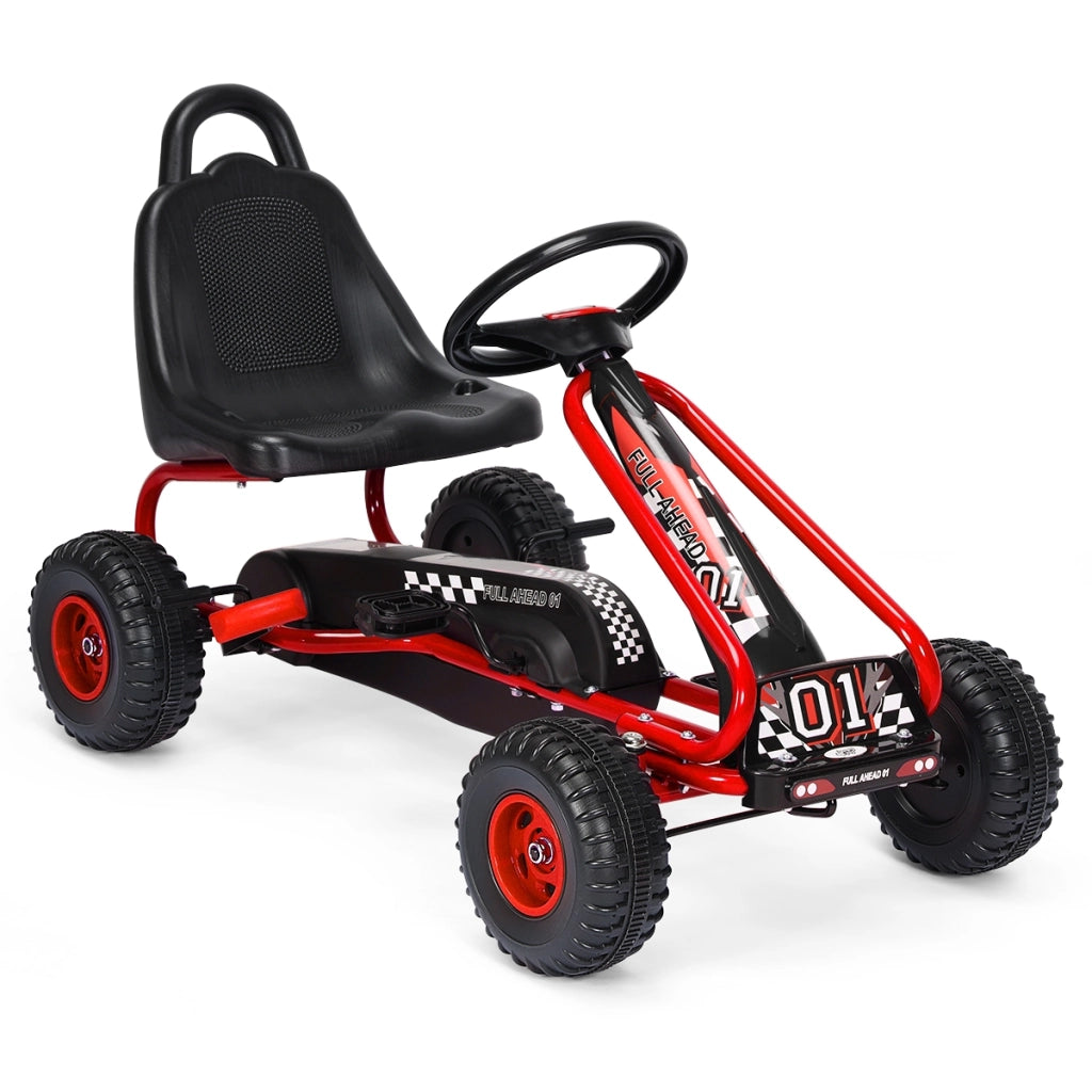 Go kart giocattolo con sedile regolabile e freno a mano stabile, Go kart a pedali robusti sicuri per bambini Rosso-Go Kart