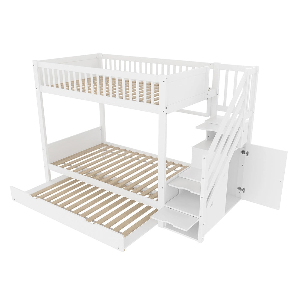 Letto a castello 90x200cm - Xylo - bianco, armadio, ripiani estraibili