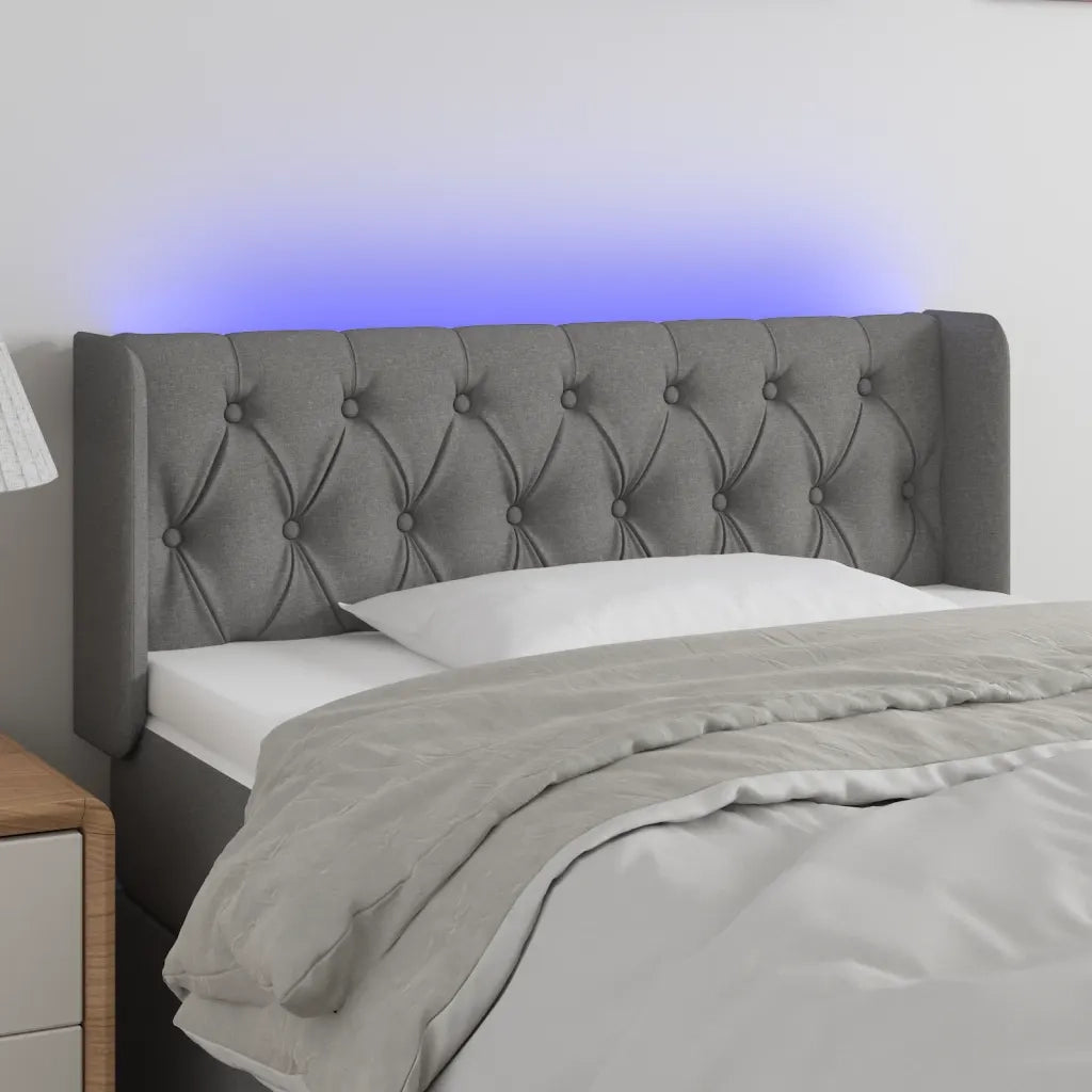 Testiera a LED-Testata con LED Grigio Scuro 93x16x78/88 cm in Tessuto 550256