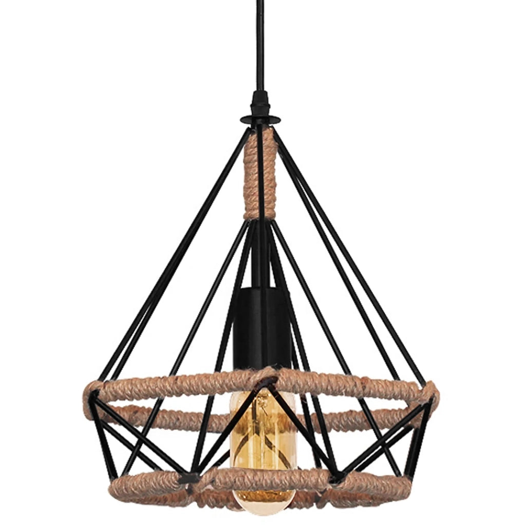 Lampada Da Soffitto Geometrico Pensile In Stile Loft Corda APP678-1CP