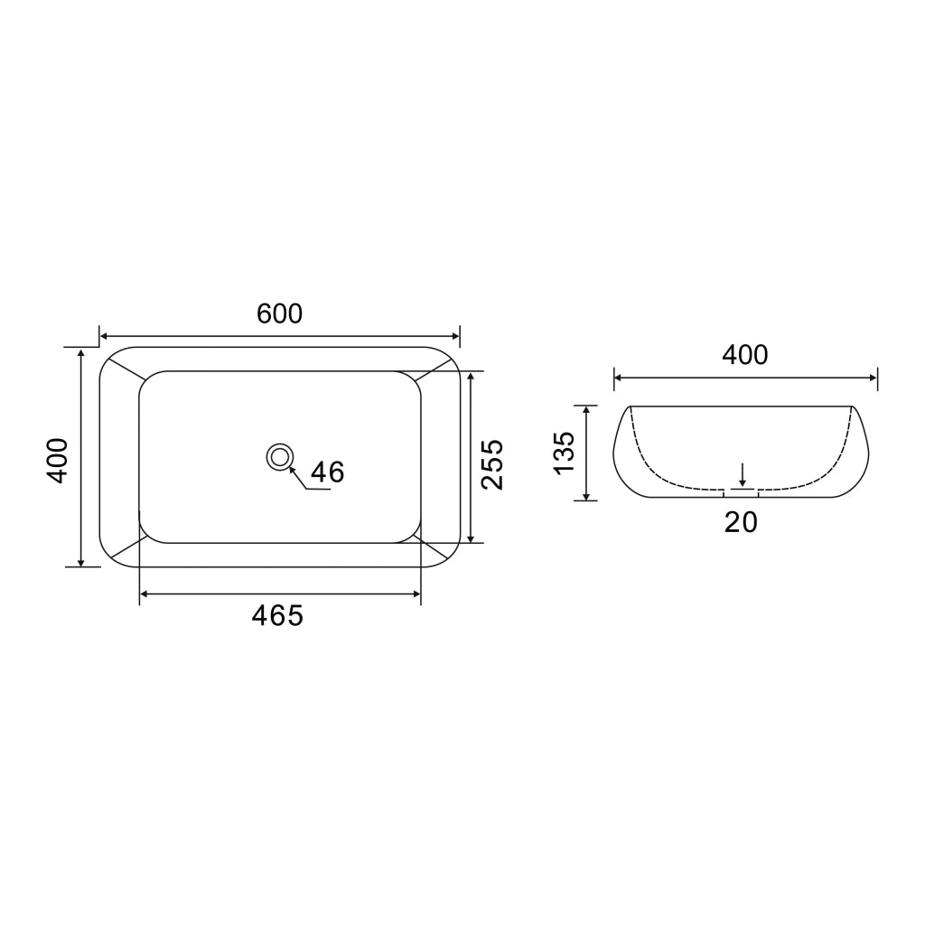 Lavabo da appoggio LINPH LA73 60x40 cm bianco