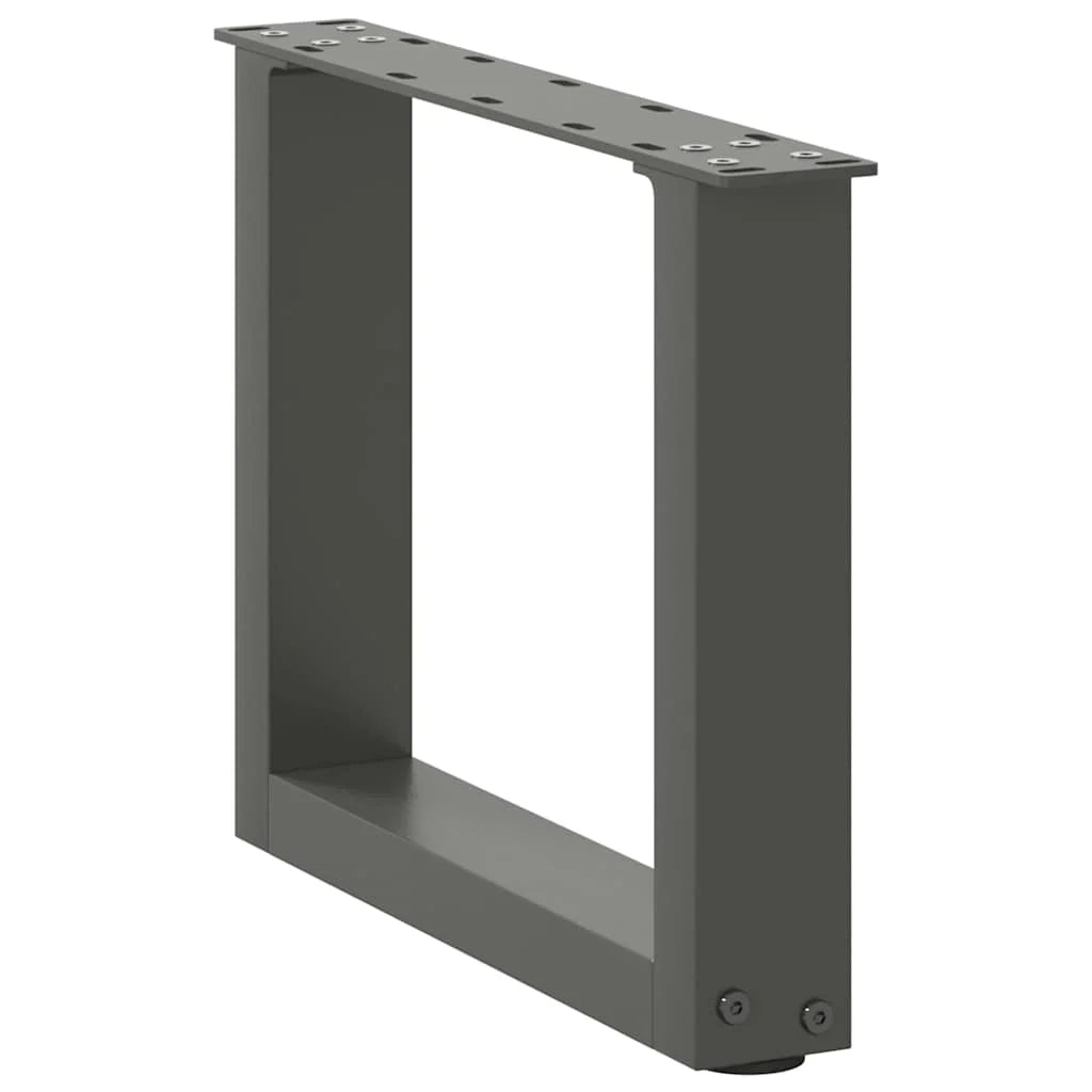 Set di 2 gambe per tavolino a forma di U 40 x 30-31 cm con piedini regolabili design moderno in acciaio antracite 02_0057374