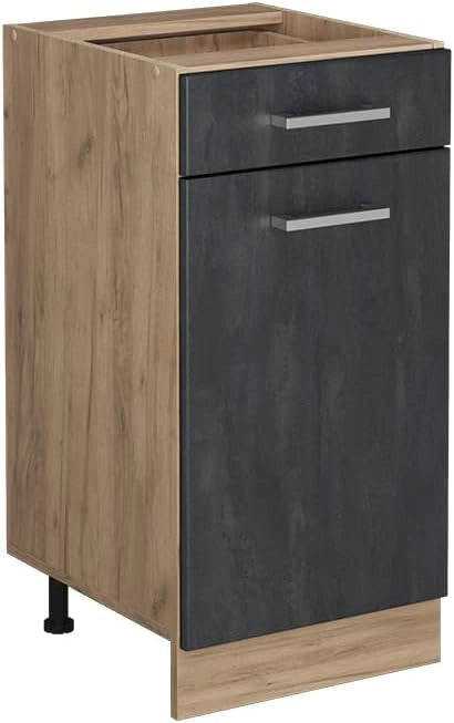Pannelli laterali per il mobile base R-Line, Quercia dorata, Set di 2, per la libera combinazione all'interno di sistemi cucina modulari