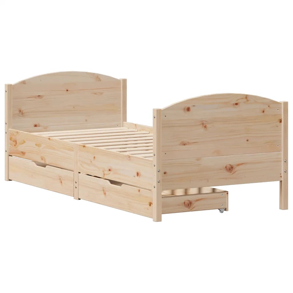 Letto senza Materasso-Struttura Letto 75x190 cm in Legno Massello Pino 577121